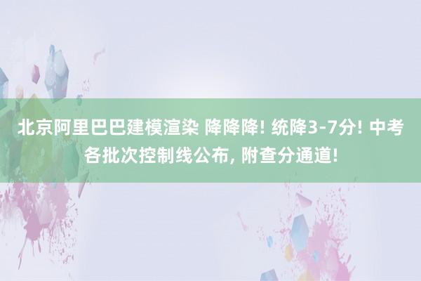 北京阿里巴巴建模渲染 降降降! 统降3-7分! 中考各批次控制线公布, 附查分通道!