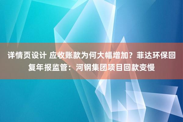 详情页设计 应收账款为何大幅增加？菲达环保回复年报监管：河钢集团项目回款变慢