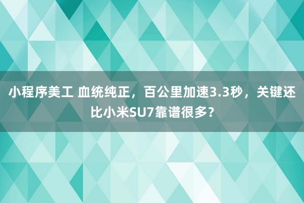 小程序美工 血统纯正，百公里加速3.3秒，关键还比小米SU7靠谱很多？